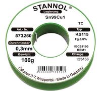 Stannol 573252 Solder Wire Sn99Cu1 KS115 3.0% 0.7mm 100g