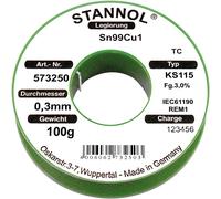 Stannol 573252 Solder Wire Sn99Cu1 KS115 3.0% 0.7mm 100g