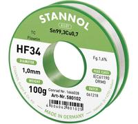 Stannol HF34 Solder Lead-Free Sn99.3Cu0.7 1.0mm 100g Reel