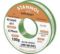 Stannol Kristall 611 Fairtin Lead-Free Solder Sn99.3Cu0.7 0.7mm 100g