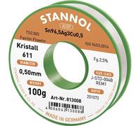Stannol Kristall 611 Solder Lead-Free Sn96.5Ag3Cu0.5 0.5mm 100g