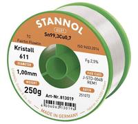 Stannol Kristall 611 Solder Lead-Free Sn99.3Cu0.7 REM1 250g 1mm 813019