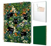 Stanoha Cute Spiral Notebook 8.5 x 11 Graph Paper Journal A4, Black Cat | 70 page, Note Book with Pocket, Large, Big, Hard Cover, Aesthetic, Pretty Design, for Women, Girls, Kawaii