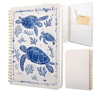 Stanoha Cute Spiral Notebook journal A5 Aesthetic Pretty Floral Design for Women Girls Kawaii with Pocket, 8.5 x 5.7 inch, Turtle