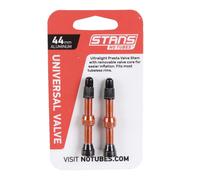 Stan's Alloy Presta Tubeless Valve Stems, 44mm Universal, Pair - Orange NEW