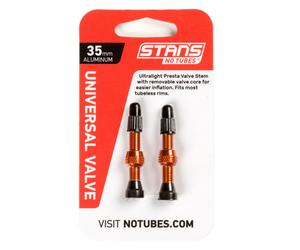Stans Coloured Valve Stem - Pair - Orange / 35mm Valve