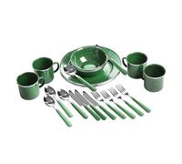 Stansport Unisex's Green Enamel Camping Tableware Set-24 Pieces, One Size