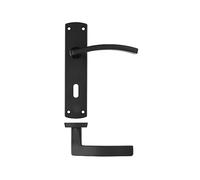 Stanza Toledo Door Handles Aluminum Door Lever on Standard Lock Backplate, Matt Black (18cm x 4cm)