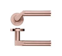 Stanza Venus Lever Handle on Round Rose, Premium Tuscan Rose Gold Finish | Elegant Design, Rose 50mm Size, Concealed Fixings, Ideal for Interior Doors