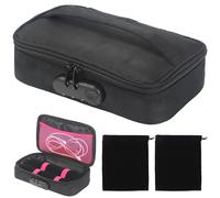 STAOVA Lockable Toy Carry Bag Case with 3 Drawstring Pouches,Portable Travel Organizer Bag Box,Adult & Kid Toy Discreet Lockable Storage Bag Box with Combination Lock for Men & Women,Obsidian Black