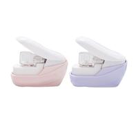 Stapleless Stapler, Mini Effortless Desktop Staplers, Includes Built-in Staple Remover, Cute Stapler Gift for Student Use, Office Accessory for Saving Needleless Staplers, 20 Sheets Capacity (2PCS)