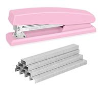 Stapler with 5000 Staples - Office Stapler, 25 Sheet Capacity, Staplers for Desk, Non-Slip, Pink