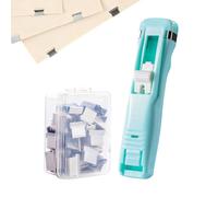 Stapler with Clip, Compact Stainless Steel Tweezer Dispenser, Reusable Pressure Stapler | for Organization of Documents in School, Home and Bedroom