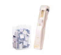 Stapler with Clip - Stainless Steel Clamp Dispenser, Reusable Pressure Stapler - for Office, School, Home, Study and Document Organization