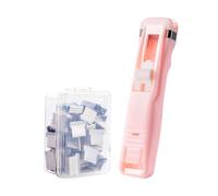 Stapler with Clip | Stainless Steel, Space Saving, Reusable Pressure Stapler - For Document Organization, School Supplies, Home, Bedroom and