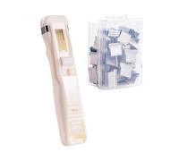 Stapler with Push Clip, Compact Clamp Dispenser 4.53x1.02x0.63 inch with 50 Clips, Handheld Paper Clamp Clip Dispenser - for Document Organization in the
