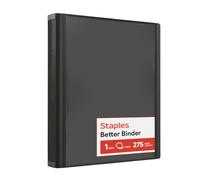 Staples 1 Inch BetterView Binder with D-Rings (Black) by Staples