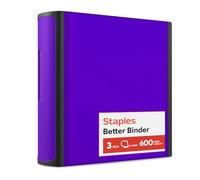 Staples 3 Inch BetterView Binder with D-Rings (Purple) by Staples