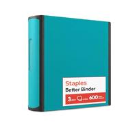 Staples 3 Inch BetterView Binder with D-Rings (Teal)