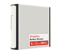 Staples 3 Inch BetterView Binder with D-Rings (White) by Staples
