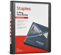Staples 3-Ring Binder 1/2 Inch D-Ring Organizer for Home Office School Holds up to 120-Sheets Black