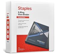 Staples 3-Ring Binder 2 Inch D-Ring Organizer for Home Office School Holds up to 480-Sheets White