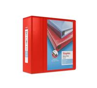 Staples 82658 Heavy Duty 5-Inch 3-Ring View Binder Red (24702)