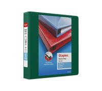 Staples 82681 Heavy-Duty 1.5-Inch 3-Ring Letter Binder Green (24682-US)