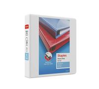 Staples 82684 Heavy Duty 1 1/2-Inch 3-Ring View Binder White (24677)