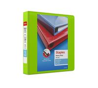 Staples 82686 Heavy-Duty 1.5-Inch 3-Ring View Binder Chartreuse (24676-US)