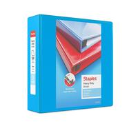 Staples 976042 3-Inch Staples Heavy-Duty View Binder with D-Rings Light Blue