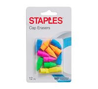 Staples® Arrowhead Cap Erasers, Assorted Colours, 12 Counts by Staples