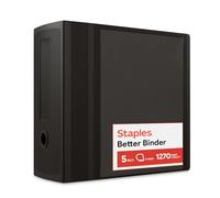 Staples Better Binder Heavy-Duty View, Black, 1000-Sheet Capacity, 5" (Ring Diameter)