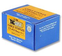 Staples, Cable, 45/10mm, Wh, Pk5,000, Leg Length 10mm, Staple Type Cable, Box Quantity 5000, Colour White, Staples Fasteners & Hardware