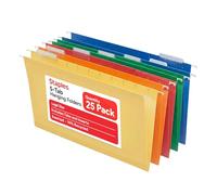 Staples Heavy Duty Hanging File Folders, 5-Tab, Legal Size, Assorted Colors, 25/Box