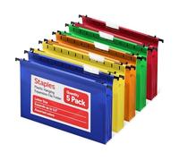Staples Poly Expanding Hanging File Pockets, Letter, Assorted, 5/Pack