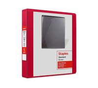 Staples Standard 1.5-Inch 3-Ring View Binder Red (58652)