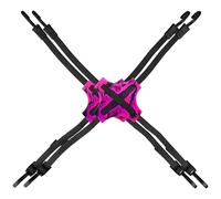 STAPLL Tack Strap - 4-Way Flat Bungee Cord with Rubber Pad Grip, Non-Slip Tie Down Straps for Motorcycle, ATV, Kayak, Cycling, Camping, Truck Storage, Adjustable Bungee Cords - 2 Pack (Black & Pink)