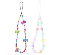 Staqlo 2PCS Bear Beads Pearl Phone Lanyard Strap - Beaded Charm Chain for Case, Wristlet Keychain for USB Drive, Camera, Purse, Backpack tghd-23