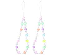 Staqlo 2PCS Bear Beads Pearl Phone Lanyard Strap - Beaded Charm Chain for Case, Wristlet Keychain for USB Drive, Camera, Purse, Backpack tghd-33