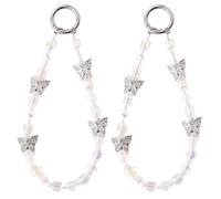 Staqlo 2PCS Butterfly Crystal Beaded Keychain Charm - Cute Wristlet Strap for Bag, Purse, Phone - Short Bead Chain Decoration for Women- Backpack & Handbag Accessory hd-11