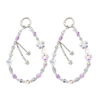 Staqlo 2PCS Crystal Heart & Moon Beaded Keychain Charm - Aesthetic Butterfly Bag Strap & Wristlet for Phone, Purse, Backpack - Cute Short Chain with Butterfly & Stars bbx-11