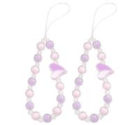 Staqlo 2PCS Heart Beaded Phone Charm - Resin Camera Strap with Color Beads - Short CellPhone Chain for Women - Decorative Keychain for Bag CarKey and Kindle yh-11, M, Acrylic, No Gemstone