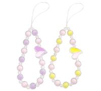 Staqlo 2PCS Heart Beaded Phone Charm - Resin Camera Strap with Color Beads - Short CellPhone Chain for Women - Decorative Keychain for Bag CarKey and Kindle yh-12, M, Acrylic, No Gemstone