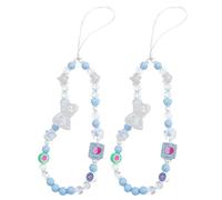 Staqlo 2PCS Heart Beaded Phone Charm - Resin Camera Strap with Color Beads - Short CellPhone Chain for Women - Decorative Keychain for Bag CarKey and Kindle yh-33, M, Acrylic, No Gemstone