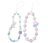 Staqlo 2PCS Heart Beaded Phone Charm - Resin Camera Strap with Color Beads - Short CellPhone Chain for Women - Decorative Keychain for Bag CarKey and Kindle yh-34, M, Acrylic, No Gemstone