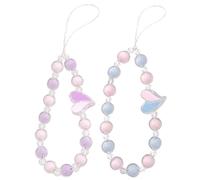 Staqlo 2PCS Heart Beaded Phone Charm - Resin Camera Strap with Color Beads - Short CellPhone Chain for Women - Decorative Keychain for Bag CarKey and Kindle yh-14, M, Acrylic, No Gemstone