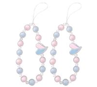 Staqlo 2PCS Heart Beaded Phone Charm - Resin Camera Strap with Color Beads - Short CellPhone Chain for Women - Decorative Keychain for Bag CarKey and Kindle yh-44, M, Acrylic, No Gemstone