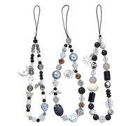 Staqlo 3PCS Beaded Phone Charms, Cute Moon Sun Star Beaded Phone Lanyard Wrist Straps Pearl Handmade Clay Beads Anti Lost Phone tj-123, Medium, Acrylic, No Gemstone, Medium, Acrylic, No Gemstone