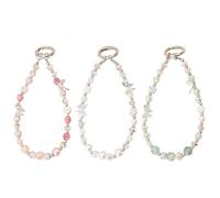 Staqlo 3PCS Butterfly Crystal Beaded Keychain Charm - Cute Bag Accessory, Wristlet Strap for Phone, Purse, or Backpack - Aesthetic Short Bead Chain with Flowers and Pearls ins-123